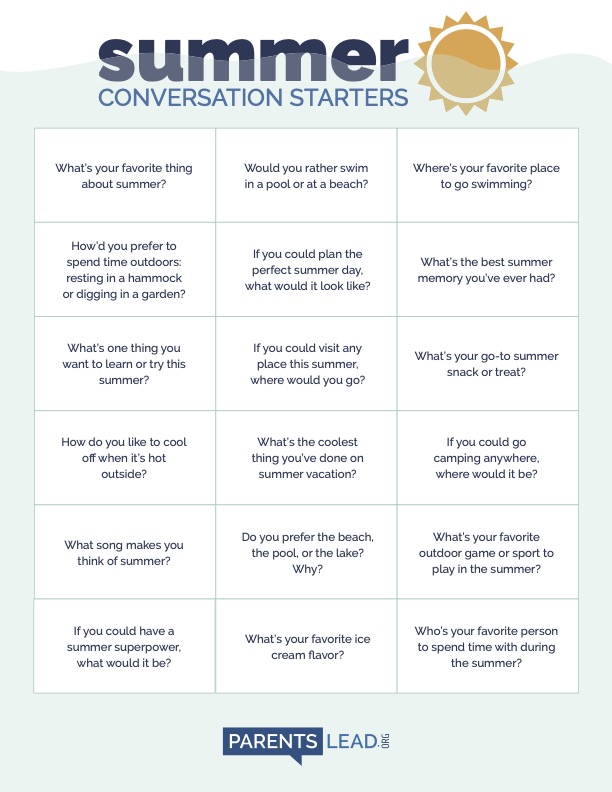 Summer Conversation Starters (PDF)