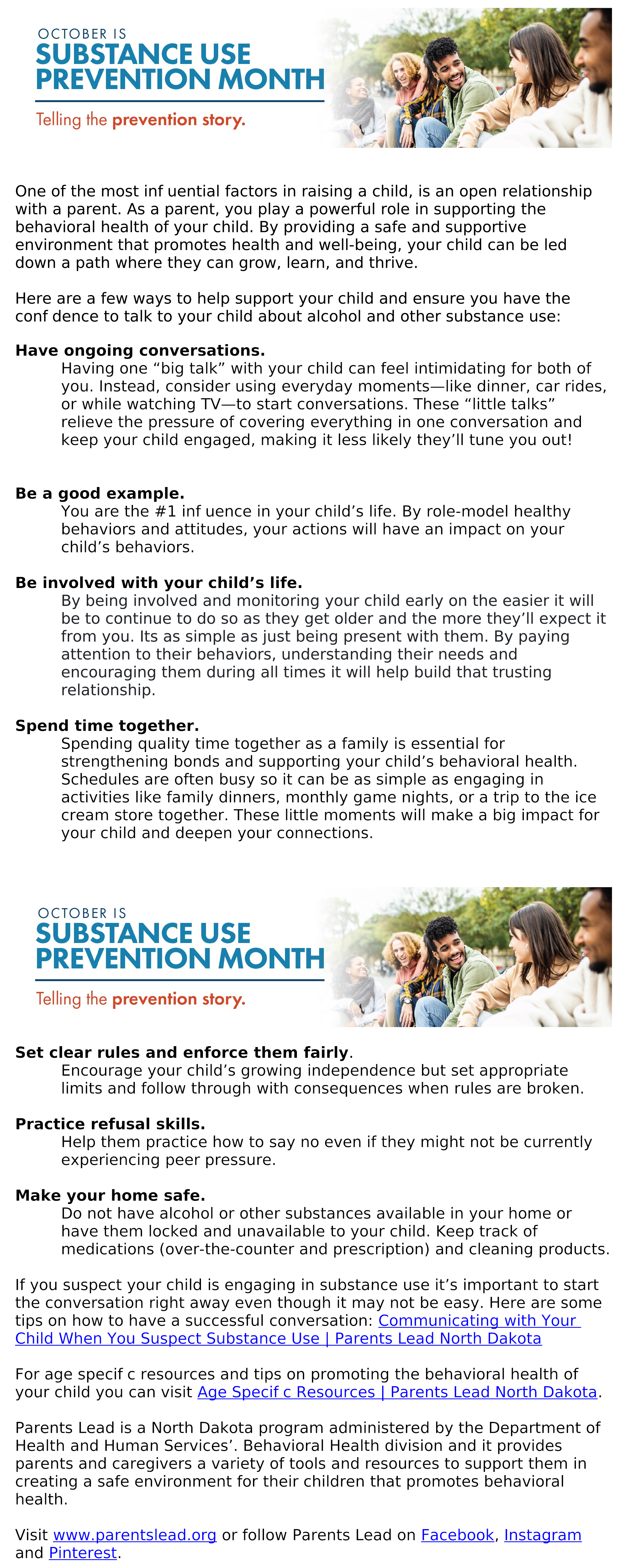 Substance Use Prevention Month - What Can Parents Do? (PDF)